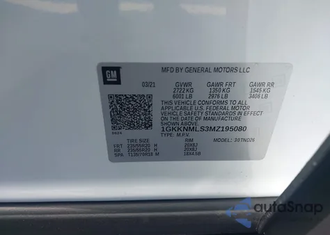 2021 GMC Acadia Fwd Slt z USA, uszkodzony, nr VIN 1GKKNMLS3MZ195080